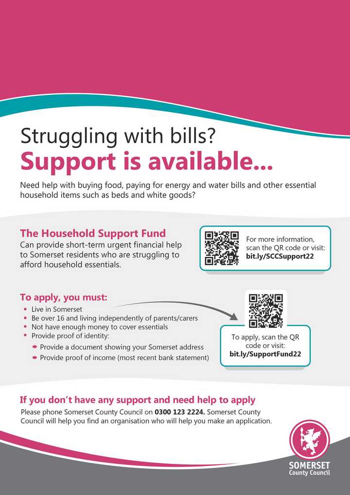 SCC Household Support Fund Sampford Brett A West Somerset village